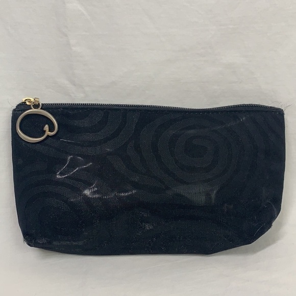 Oscar de la Renta Set of Two Small Cosmetic Bags-Black Silk/Cotton - Picture 4 of 10